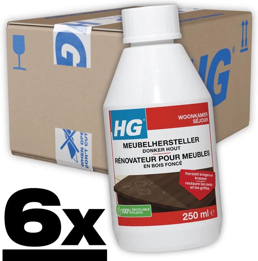HG Meubelhersteller Donker Hout 6 x 250 ml Voordeelverpakking