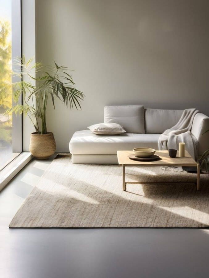 Flycarpets Handgeweven Jute en Wollen Vloerkleed Dhaka Naturel Grijs Bruin 190x280 cm