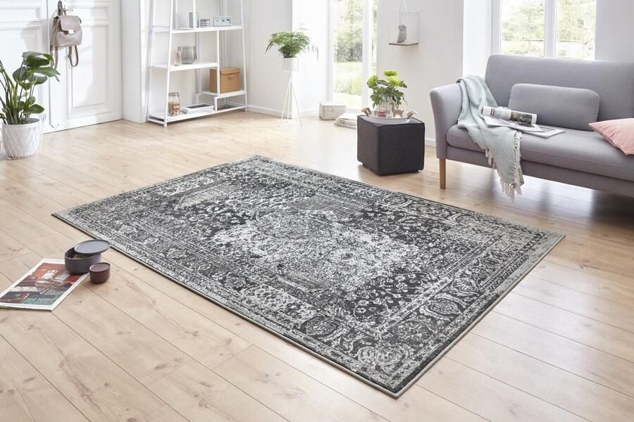 HH Flycarpets Vintage Laagpolig Vloerkleed Plume Blauw Grijs 160x230 cm