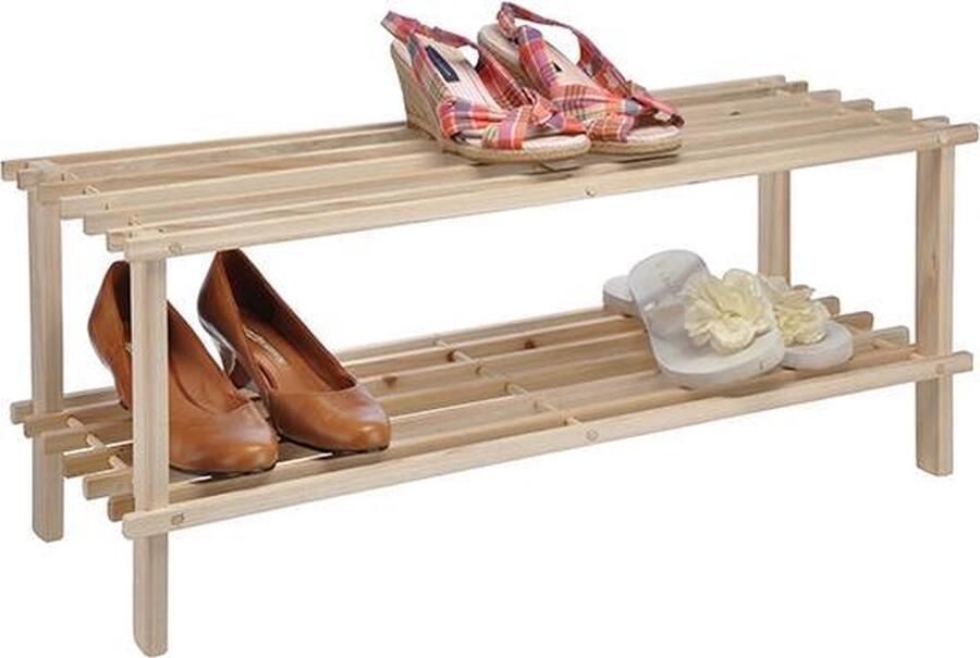 Hi schoenenrek schoenenstandaard hout 2-laags 74 x 26 x 29 5 cm Schoenen opbergen