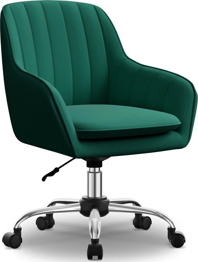 Hiaonyx Bureaustoel-Ergonomische bureaustoel-bureaustoelen voor volwassenen-Dubbel gelaagd zitkussen-360 graden draaibaar-Metalen onderstel-Donkergroen