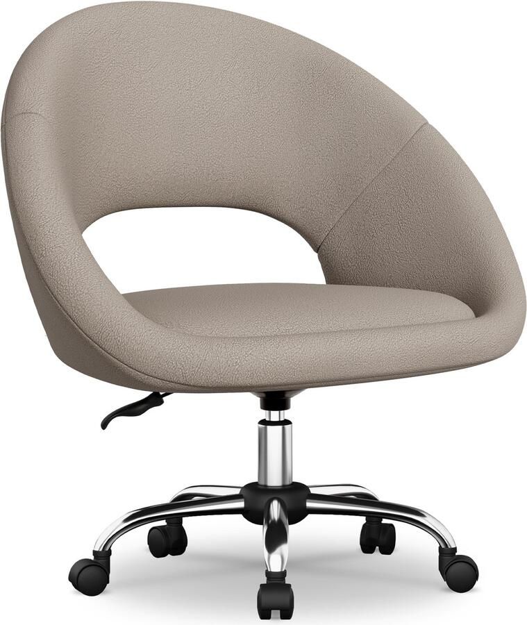 Hiaonyx Bureaustoel-Ergonomische bureaustoel-bureaustoelen voor volwassenen-Dubbel gelaagd zitkussen-360 graden draaibaar-Metalen onderstel-Grijs - Foto 2