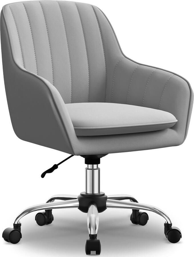 Hiaonyx Bureaustoel-Ergonomische bureaustoel-bureaustoelen voor volwassenen-Dubbel gelaagd zitkussen-360 graden draaibaar-Metalen onderstel-Grijs - Foto 3