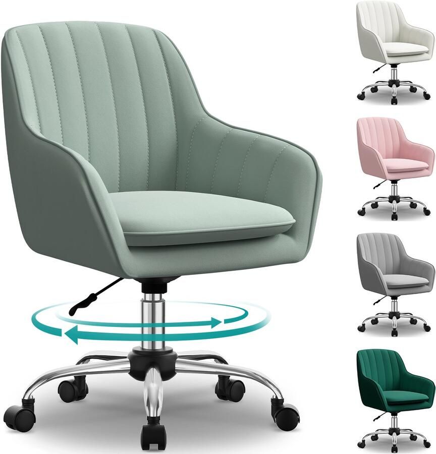 Hiaonyx Bureaustoel-Ergonomische bureaustoel-bureaustoelen voor volwassenen-Dubbel gelaagd zitkussen-360 graden draaibaar-Metalen onderstel-Donkergrijs