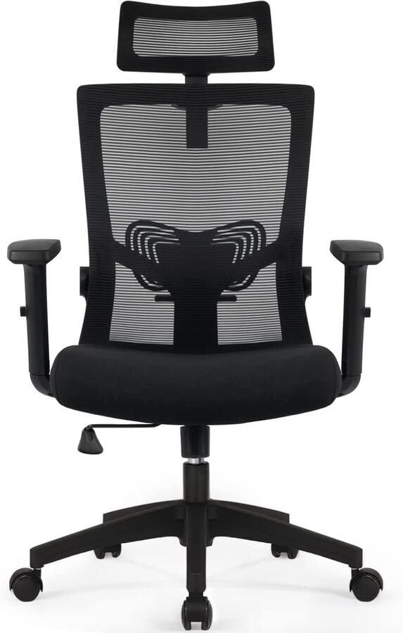 Hiaonyx bureaustoel-ergonomische bureaustoel-bureaustoelen voor volwassenen-hoogte verstelbare armleuningen-3D lendensteun-Maximale kanteling 135°-Zwart - Foto 4