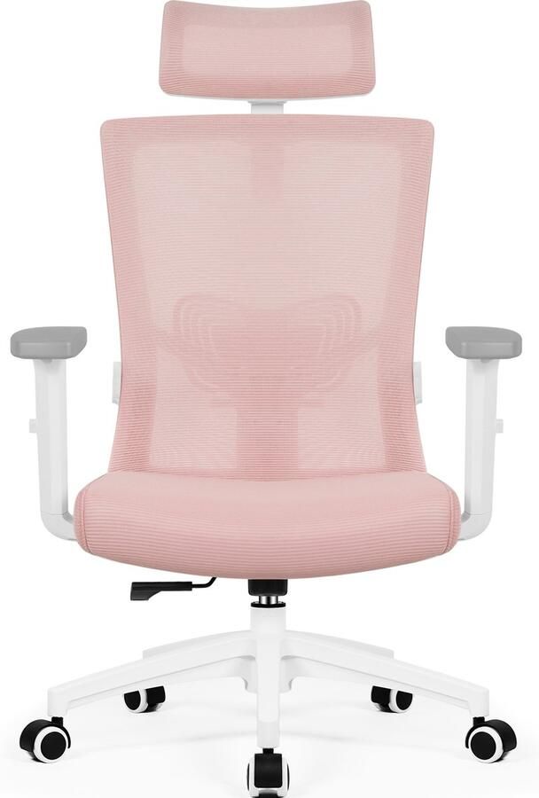 Hiaonyx bureaustoel-ergonomische bureaustoel-bureaustoelen voor volwassenen-hoogte verstelbare armleuningen-2D lendensteun-Maximale kanteling 135°- Roze