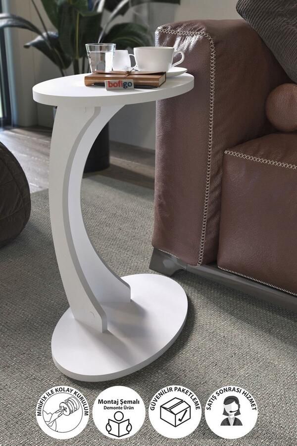Bofigo Wiel C Tafel Ellipse Salontafel Banktafel Bijzettafel Servicetafel Nesttafel Wit