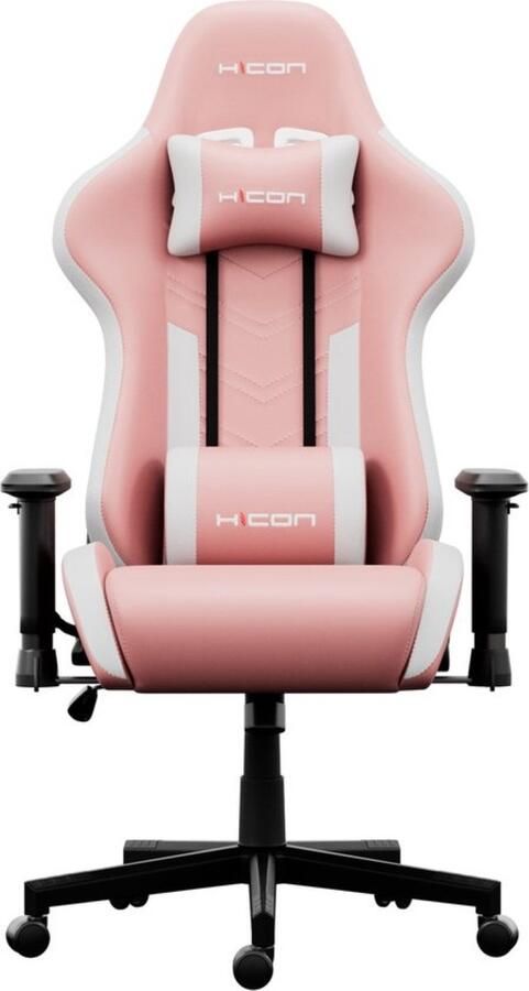 IN-HOMEXL IN.HOMEXL Powell Gamestoel Bureaustoel Ergonomische Bureaustoel Voetsteun Hoogte Verstelbaar Nek- en Rugkussen Kunstleer Roos Wit - Foto 2