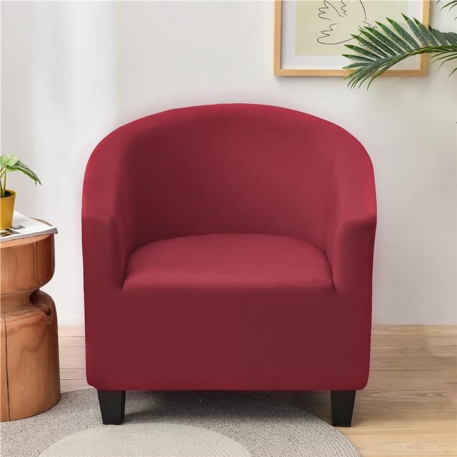 Highdi Fauteuilbeschermer Elastische fauteuilhoes effen moderne clubstoel stretch fauteuilhoes universele bankhoes voor enkele bank clubstoel cocktailstoel (rood)