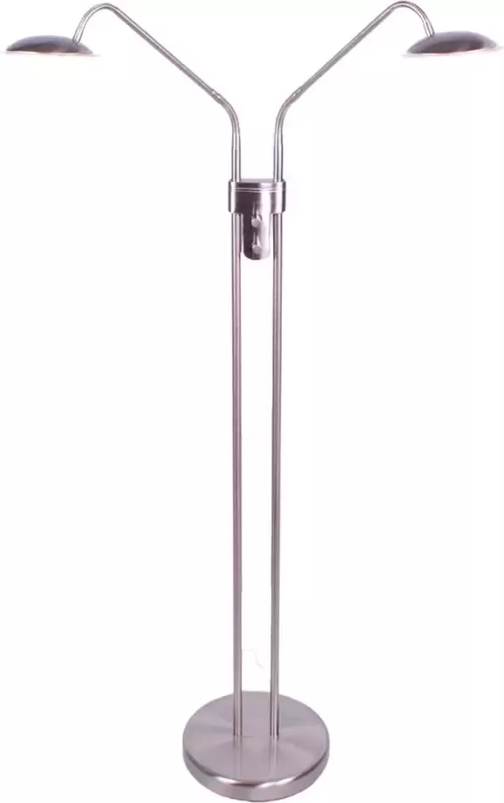 Highlight Verstelbare led staande leeslamp Empoli 2 lichts grijs staal glas metaal 130 cm hoog Ø 25 cm staande lamp vloerlamp dimfunctie modern design