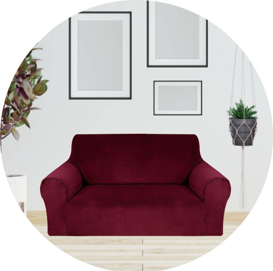 Hilvard Bankhoes 2 zitsbanken (145 175 cm) Bordeaux Velvet Stretch Bankbeschermer Meubelhoes Tegen beschadigingen en vlekken Zetelhoes Zetelovertrek