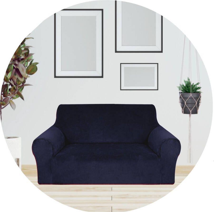 Hilvard Bankhoes 2 zitsbanken (145 175 cm) Donkerblauw Velvet Stretch Bankbeschermer Meubelhoes Tegen beschadigingen en vlekken Zetelhoes Zetelovertrek