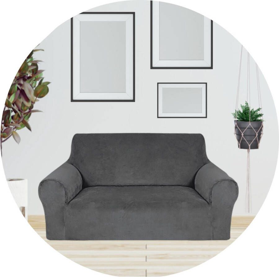 Hilvard Bankhoes 2 zitsbanken (145 -175 cm) Grijs Velvet Stretch Bankbeschermer Meubelhoes Tegen beschadigingen en vlekken Zetelhoes Zetelovertrek