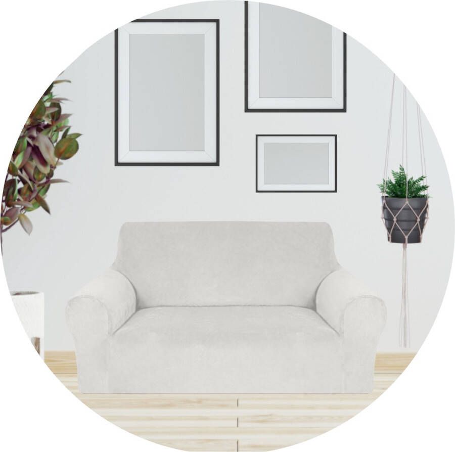 Hilvard Bankhoes 2 zitsbanken (145 175 cm) Ivoor Velvet Stretch Bankbeschermer Meubelhoes Tegen beschadigingen en vlekken Zetelhoes Zetelovertrek