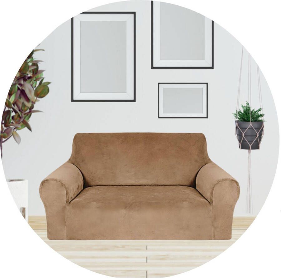 Hilvard Bankhoes 2 zitsbanken (145 175 cm) Zand Velvet Stretch Bankbeschermer Meubelhoes Tegen beschadigingen en vlekken Zetelhoes Zetelovertrek