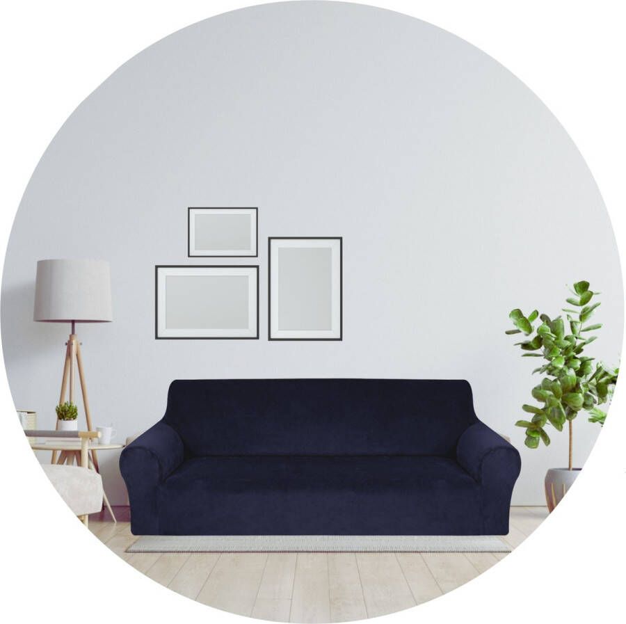 Hilvard Bankhoes 4 zitsbanken (230 275 cm) Donkerblauw Velvet Stretch Bankbeschermer Meubelhoes Tegen beschadigingen en vlekken Zetelhoes Zetelovertrek