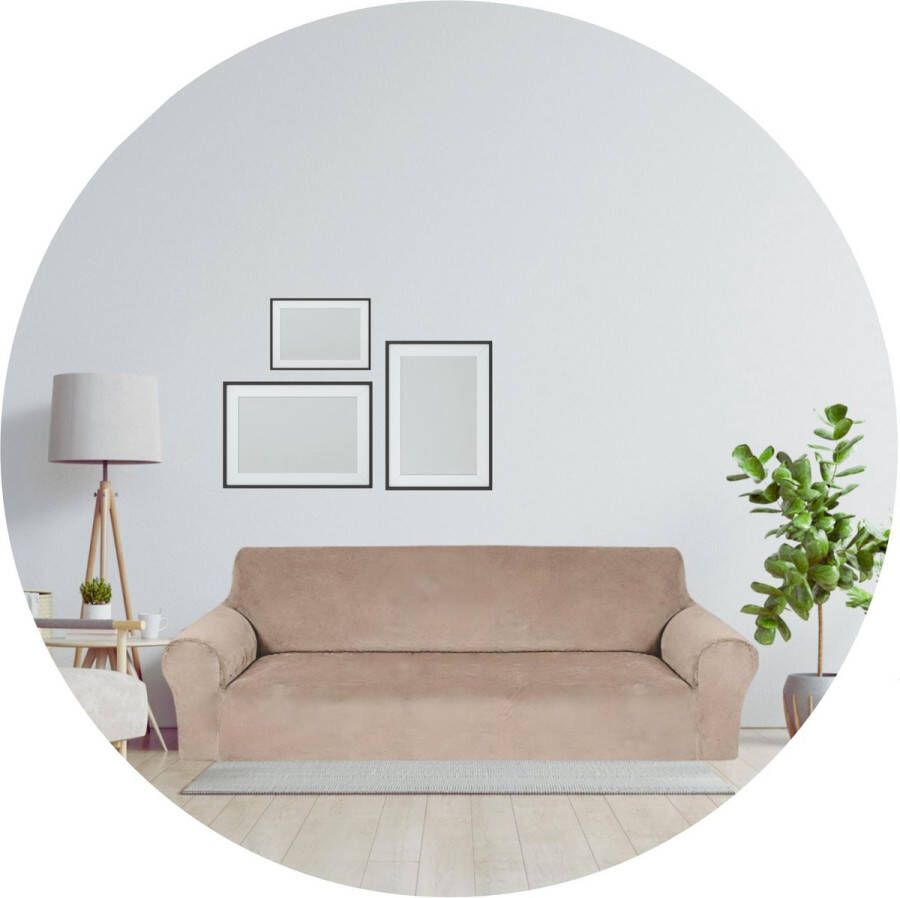 Hilvard Bankhoes 4 zitsbanken (230 275 cm) Licht Taupe Velvet Stretch Bankbeschermer Meubelhoes Tegen beschadigingen en vlekken Zetelhoes Zetelovertrek