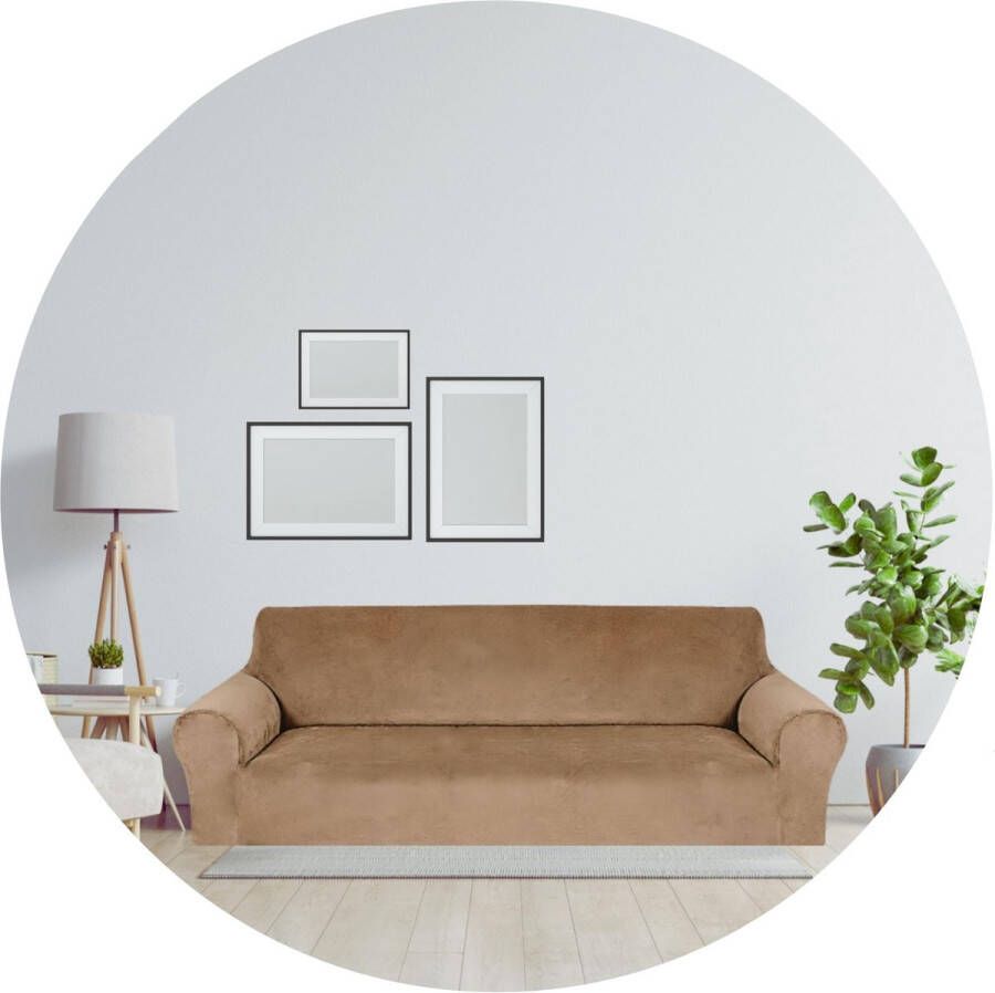 Hilvard Bankhoes 4 zitsbanken (230 275 cm) Zand Velvet Stretch Bankbeschermer Meubelhoes Tegen beschadigingen en vlekken Zetelhoes Zetelovertrek