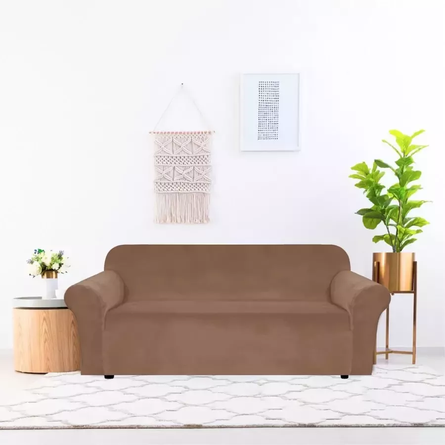 Hilvard Bankhoes 3 zitsbanken (185 230 cm) Zand Velvet Stretch Bankbeschermer Meubelhoes Tegen beschadigingen en vlekken Zetelhoes Zetelovertrek - Foto 2