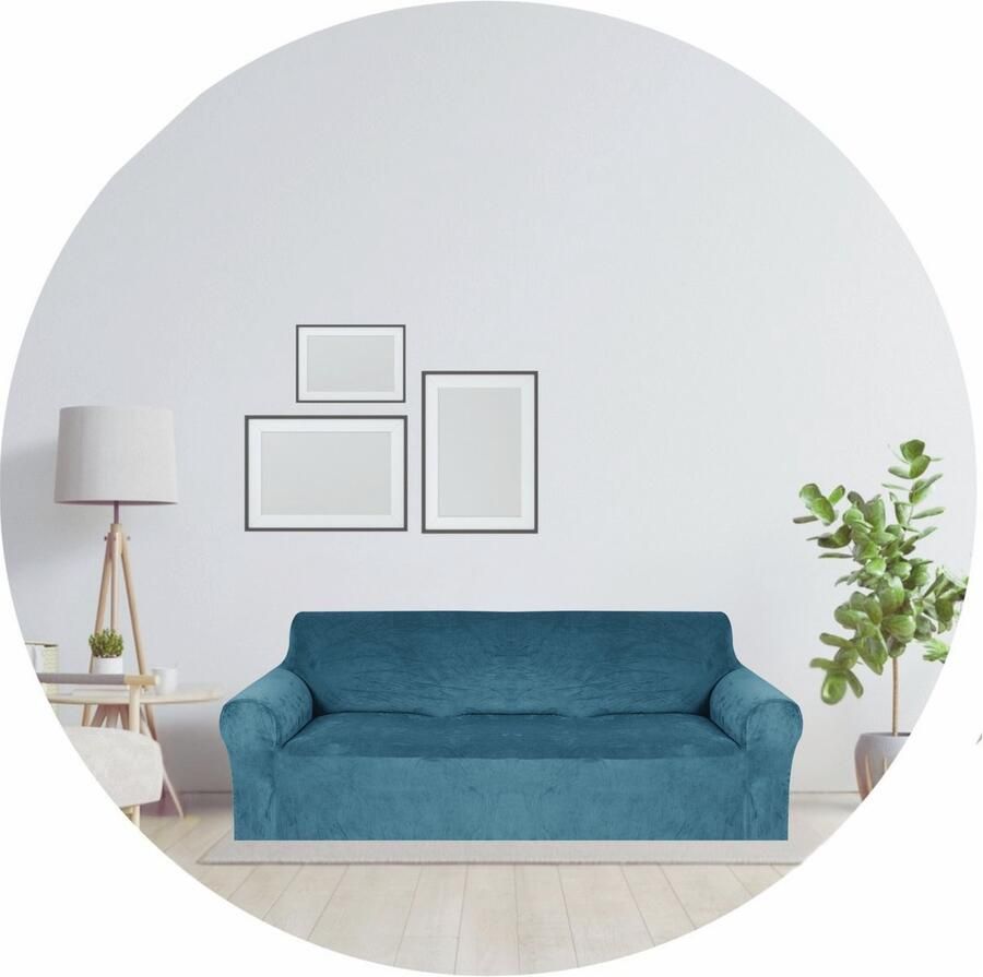 Hilvard Bankhoes 4 zitsbanken (230 275 cm) Turquoise Velvet Stretch Bankbeschermer Meubelhoes Tegen beschadigingen en vlekken Zetelhoes Zetelovertrek