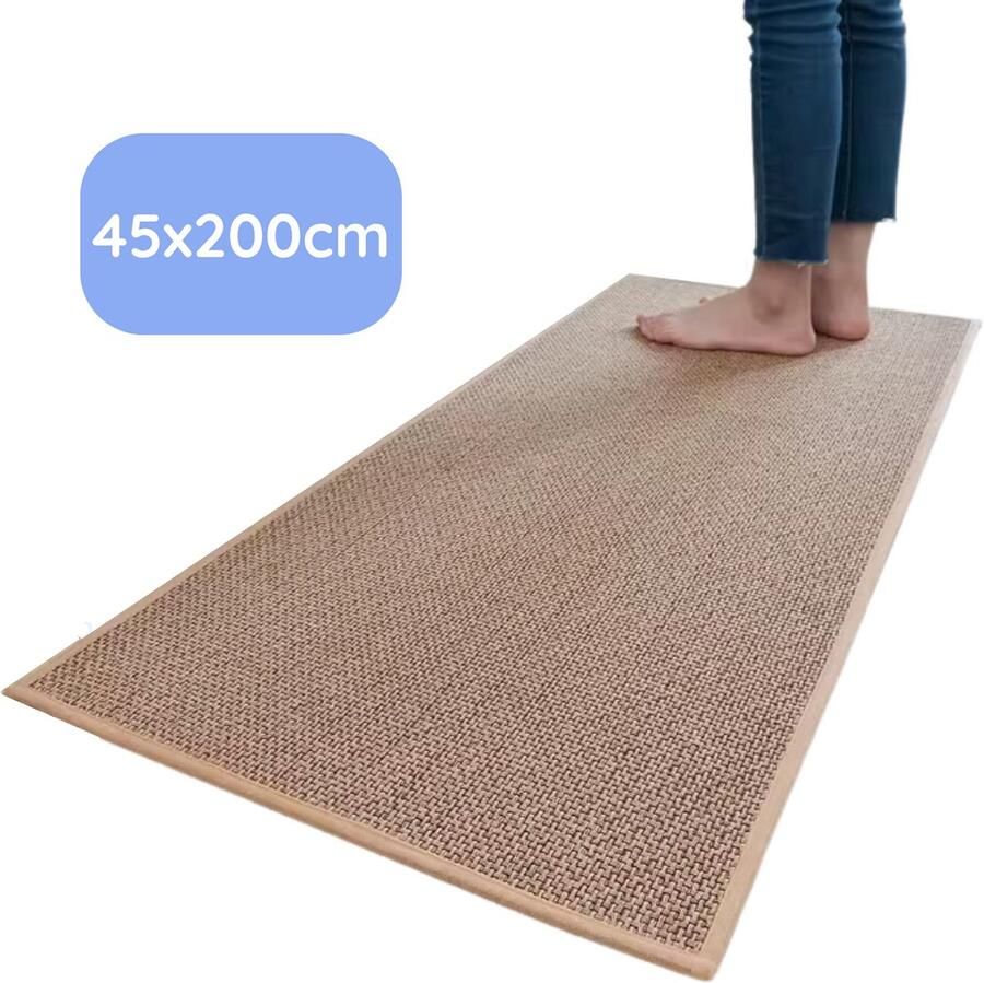 Hilvard Keukenloper Tapijt 45 x 200 cm Beige Keukenmat Anti Slip Beschermend Stevig Wasbaar