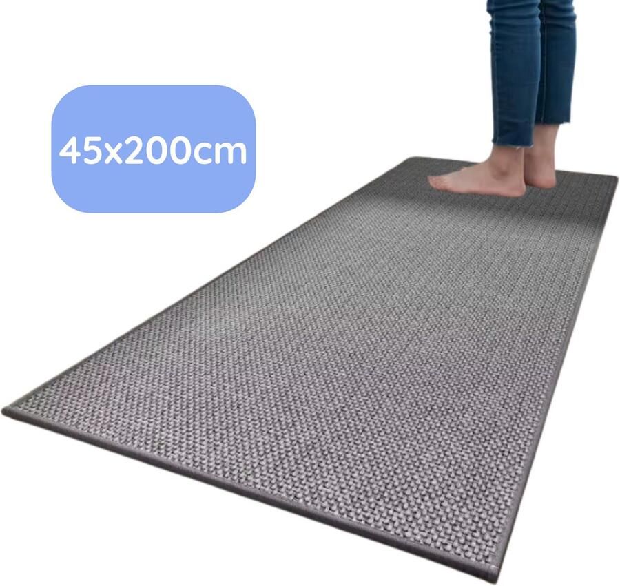 Hilvard Keukenloper Tapijt 45 x 200 cm Grijs Keukenmat Anti Slip Beschermend Stevig Wasbaar