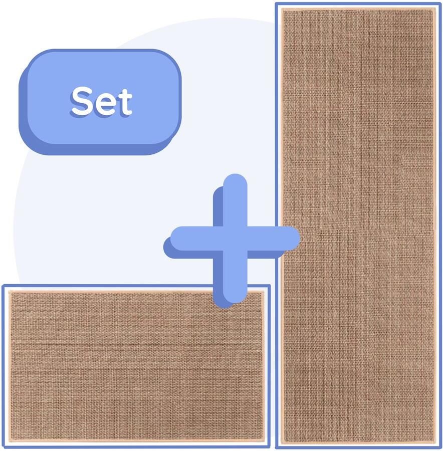 Hilvard Keukenloper Tapijt Beige Set van 2 stuks 45 x 150 cm 45 x 70 cm Keukenmat Anti Slip Beschermend Stevig Wasbaar