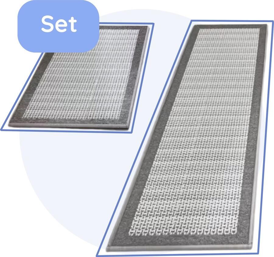 Hilvard Keukenloper Tapijt Grijs Set van 2 stuks 150 x 50 cm 80 x 50 cm Keukenmat Anti Slip Beschermend Stevig Wasbaar - Foto 3