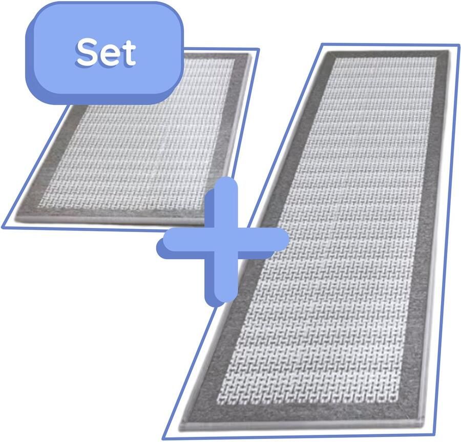 Hilvard Keukenloper Tapijt Grijs Set van 2 stuks 150 x 50 cm 80 x 50 cm Keukenmat Anti Slip Beschermend Stevig Wasbaar - Foto 2