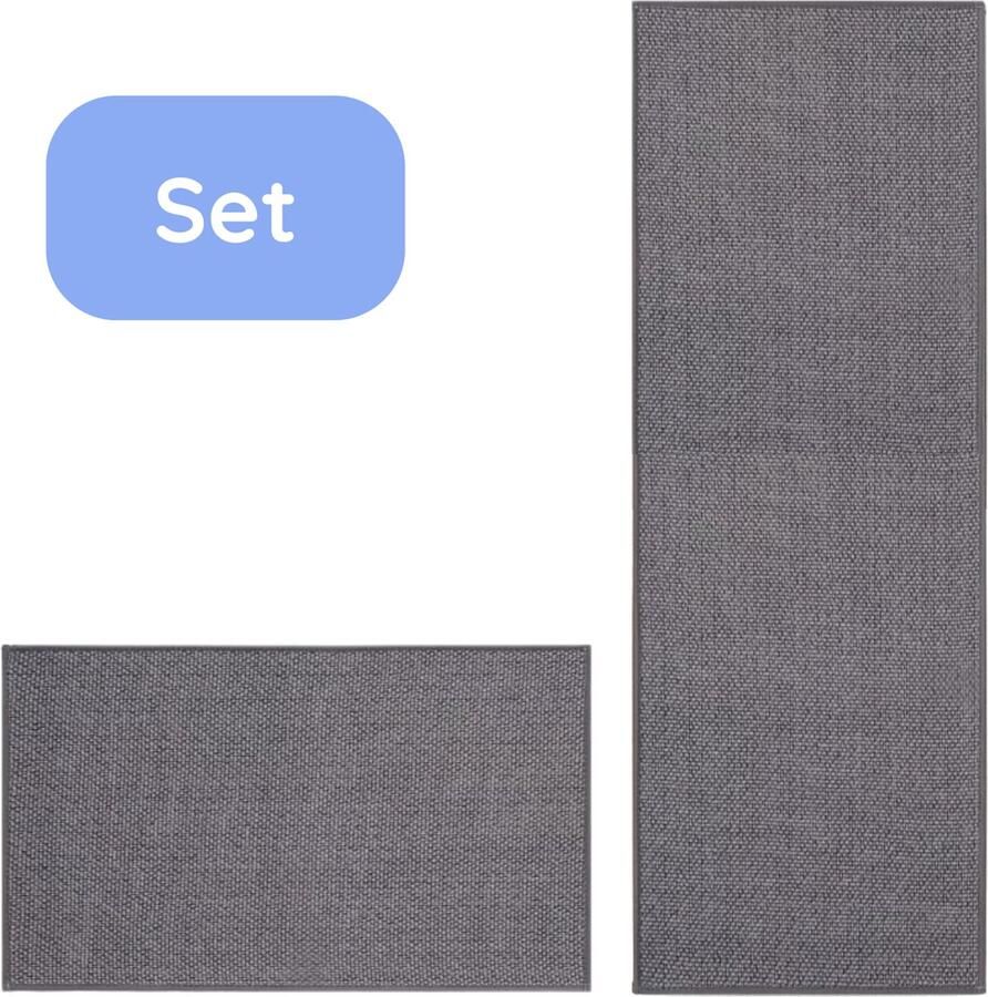 Hilvard Keukenloper Tapijt Grijs Set van 2 stuks 45 x 150 cm 45 x 70 cm Keukenmat Anti Slip Beschermend Stevig Wasbaar - Foto 2
