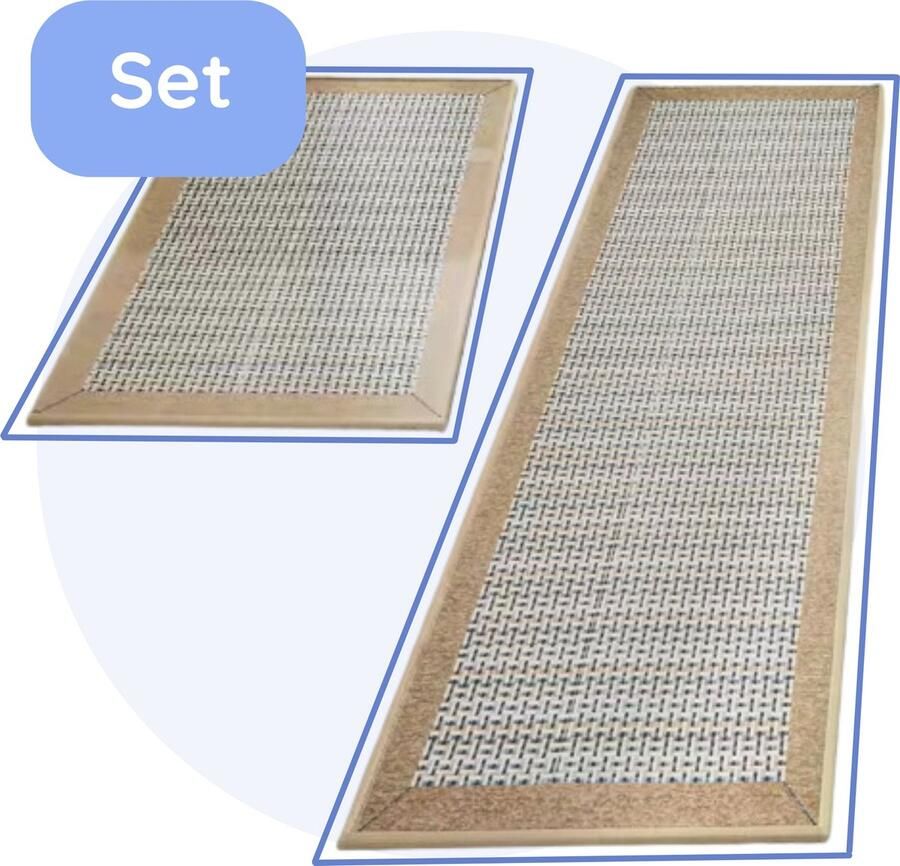 Hilvard Keukenloper Tapijt Taupe Set van 2 stuks 150 x 50 cm 80 x 50 cm Keukenmat Anti Slip Beschermend Stevig Wasbaar - Foto 3