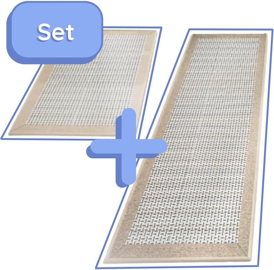 Hilvard Keukenloper Tapijt Taupe Set van 2 stuks 150 x 50 cm 80 x 50 cm Keukenmat Anti Slip Beschermend Stevig Wasbaar