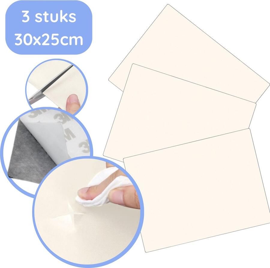 Hilvard Leer reparatie set Meubel reparatie set Zelfklevend nepleer Meubelfolie Creme Set van 3 stuks 30x25cm