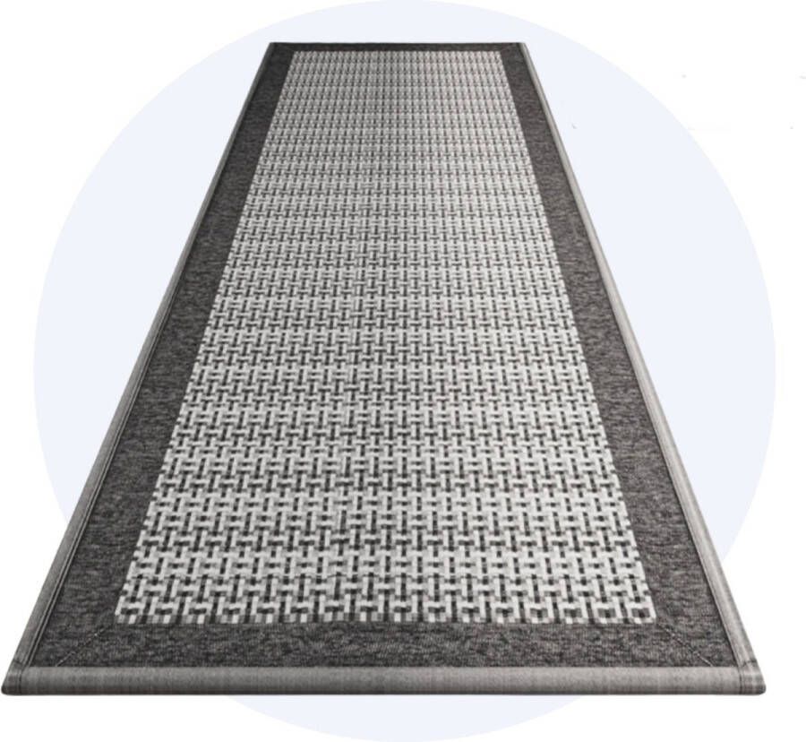 Hilvard Keukenloper Wasbaar 150 x 50 cm Zwart Grijs Antislip Keukenmat Beschermend Stevig Tapijt