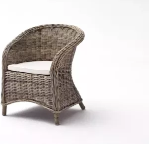 Hioshop 2 x Bonsun fauteuil in grijs rotan