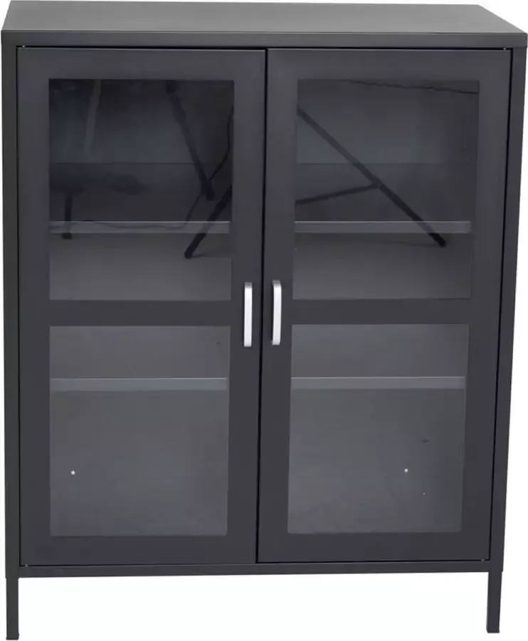 Hioshop Acero dressoir 2 deuren 3 planken zwart. - Foto 1