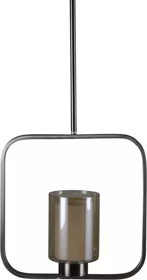 Hioshop Aludra verlichting hanglamp 34x12x34cm glas staal zilverkleur