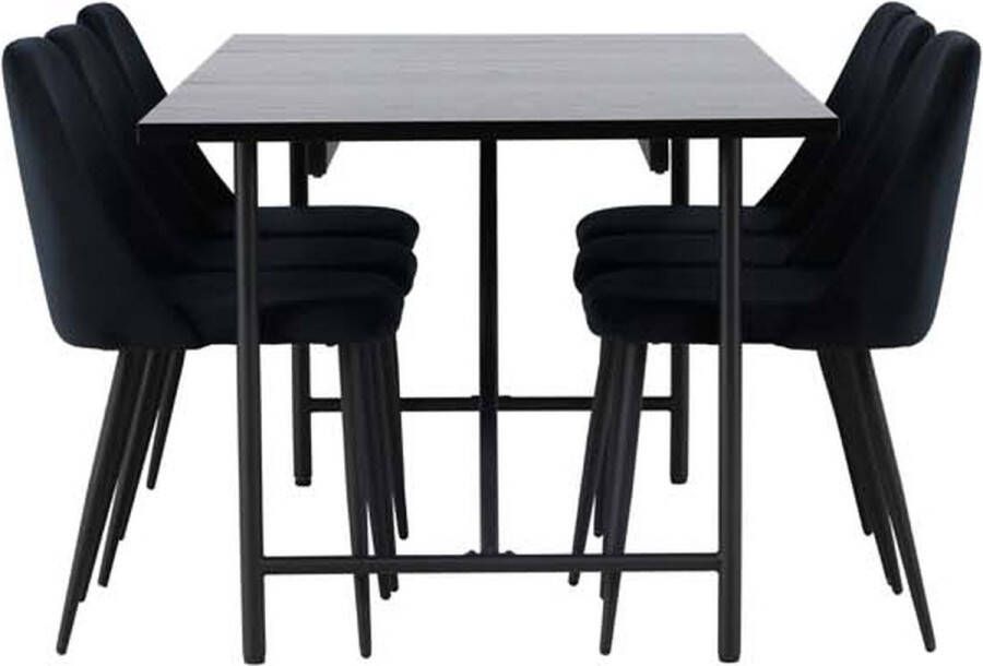 Hioshop Astrid eethoek tafel zwart en 6 Night stoelen zwart. - Foto 2