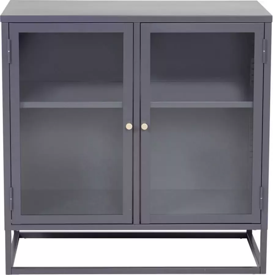 Hioshop Bakal dressoir 2 glasdeuren 2 planken lichtgrijs.