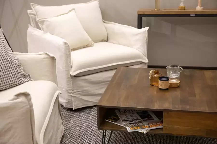 Hioshop Bali salontafel met plank 80x80 cm brun. - Foto 2