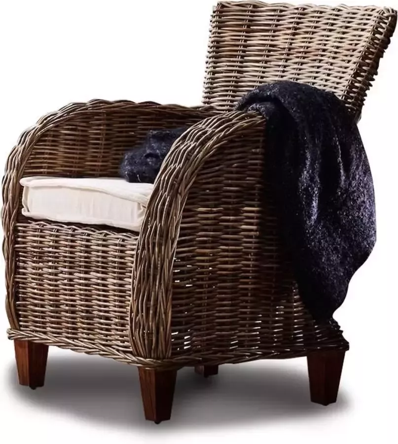 Hioshop 2 x Baroness fauteuil in grijs rotan.