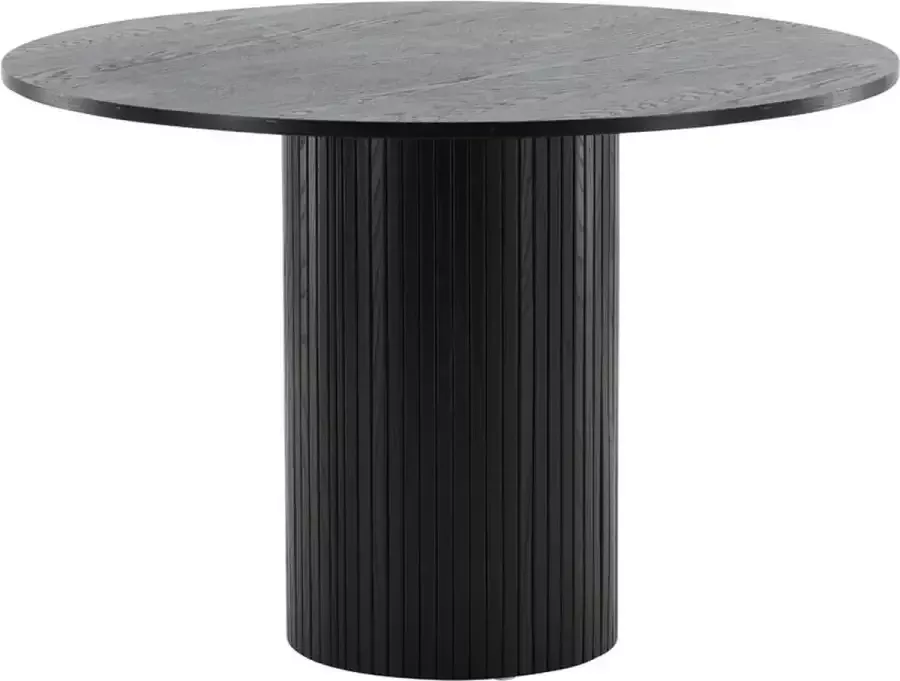 Hioshop Bianca eetkamertafel Ø110cm zwart eik fineer.