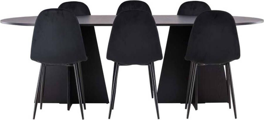 Hioshop Bootcut eethoek tafel zwart en 6 Polar stoelen zwart. - Foto 2