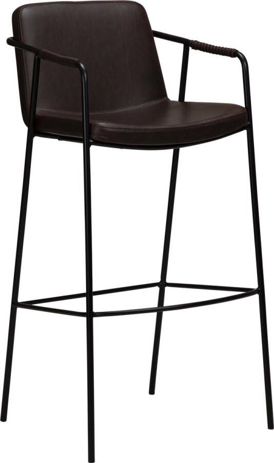 Hioshop BOTO Bar Stool Vintage cocoa art. leather with black legs