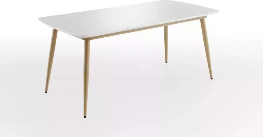 INTER-FURN Eettafel Bozen 180 cm breedte x 90 cm diepte tafelblad wit gelakt metalen frame (1 stuk) - Foto 6