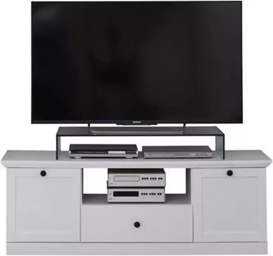 Hioshop Brax TV-meubel 2 deuren 1 lade en 1 plank wit.