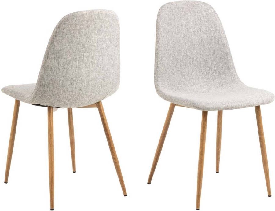 Giga Living Eetkamerstoel Duvra Lichtgrijs Naturel Nesia Set van 4 - Foto 2
