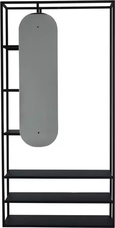Hioshop Classe garderobe opstelling 6 planken 1 spiegel zwart. - Foto 1