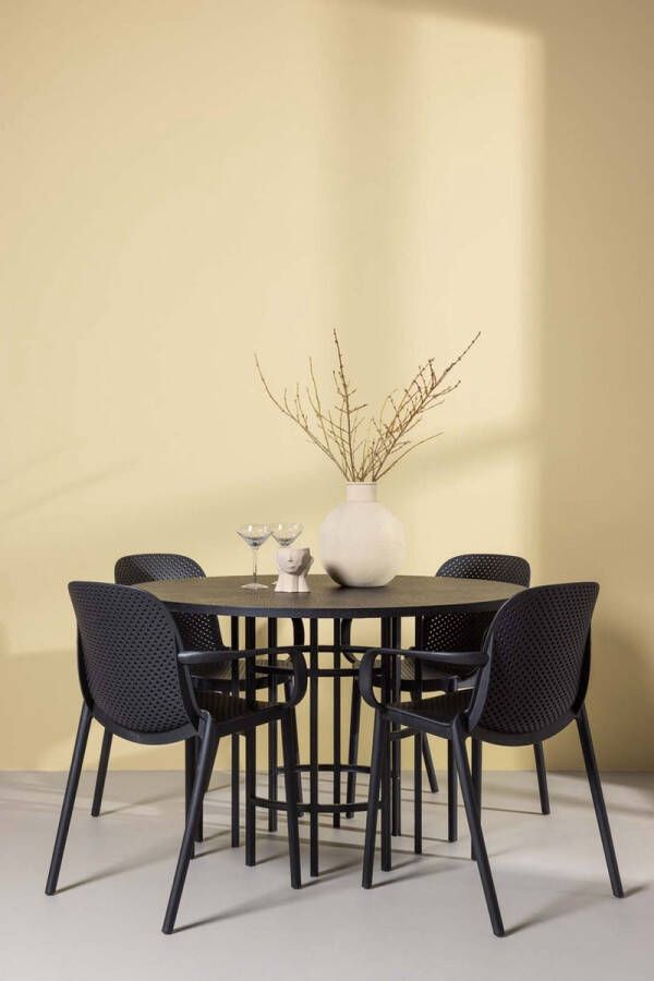 Hioshop Copenhagen eethoek tafel zwart en 4 baltimore stoelen zwart. - Foto 2