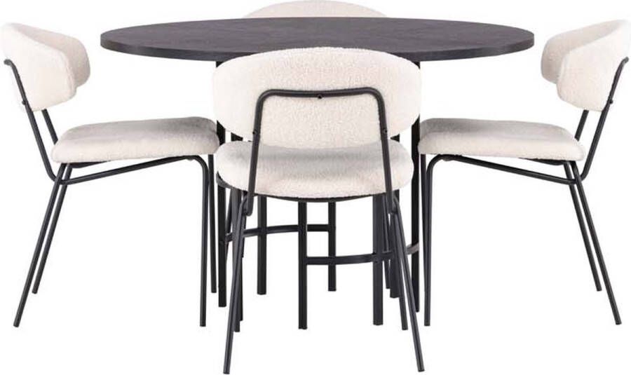 Hioshop Copenhagen eethoek tafel zwart en 4 Chico stoelen wit. - Foto 1
